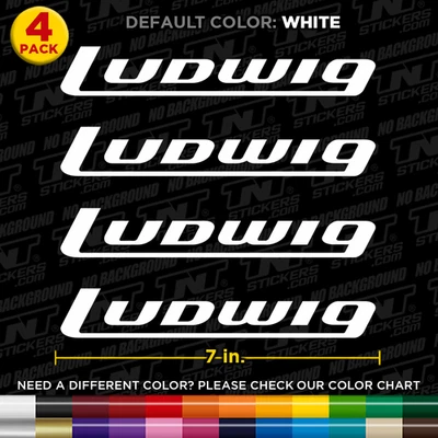 Set of 4 Ludwig Drums Logos | Vinyl Decal Sticker Car Truck 7 X 1 in.