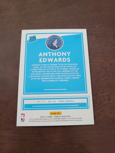 Donruss #201 Anthony Edwards RR RC 2020-21 - Imagen 2 de 2