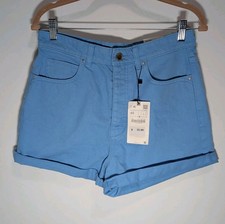 Zara Blue Rolled Hem Women's Mom Shorts Size US 8