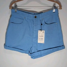 Zara Blue Rolled Hem Women's Mom Shorts Size US 8