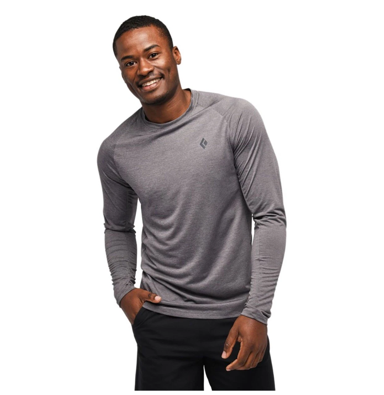 Black Diamond Men's Tee Lightwire LS Athletic Gym Tech Tee STEEL GREY 3XL NWT