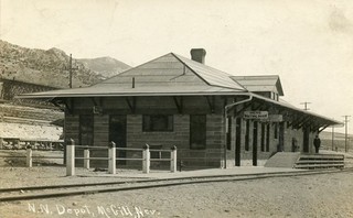 Cartolina Nevada Northern Railway Depot McGill Nevada timbro postale maggio 1915