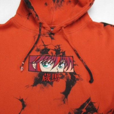 Hypland Hoodie Mens XL Red Tie Dye YuYu Hakusho Youko Kurama Embroidered Anime
