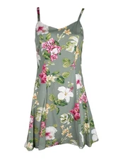 Bougainvillea Women's Princess Seam Flared Hawaiian Dress, Sage, XS PETITE