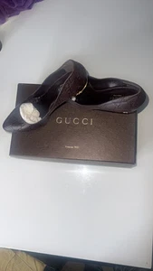 Escarpins GUCCI talon GG Shima cuir marron taille 38authentique