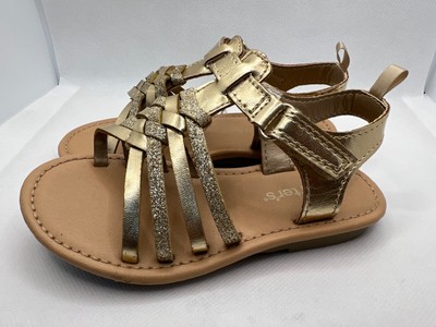 Carters Girls Denise Strappy Sandals Gold Hook Loop Strap