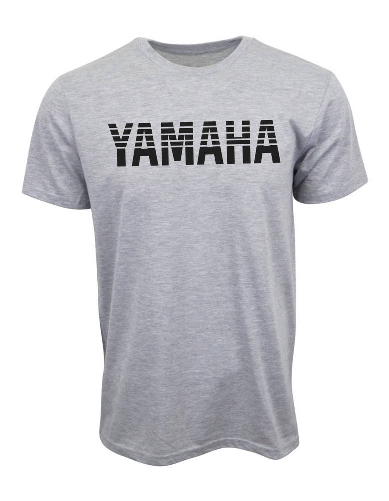 Yamaha Stripe Logo Graphic Tee in Gray - Casual Men's T-Shirt