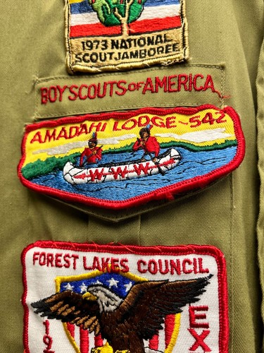 Vintage BSA Boy Scouts Shirt Eagle Scout Patch 14 1/2 Reg 73 National Jamboree - Picture 3 of 9