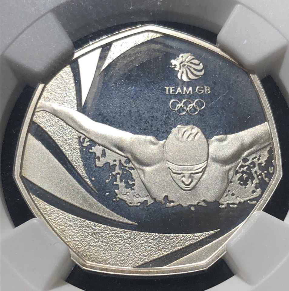 2016 Rio Olympic Team GB UK  50p Fifty Pence Silver Proof Coin NGC PF 67 ULT CAM - Image 2 of 4