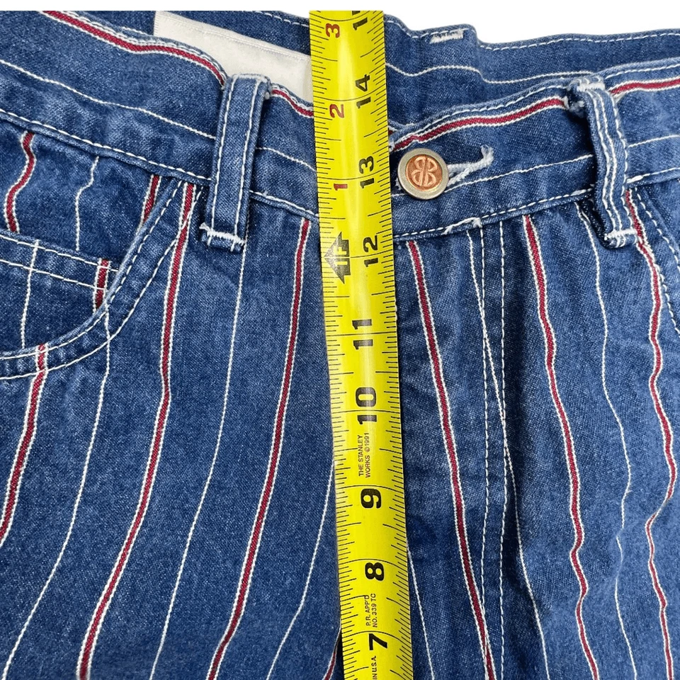 Pantalones Cortos De Colección Bill Blass Jean Para Mujer 12 Azul con Rayas Rojas Algodón Pantalones Cortos Foto 4 de 4