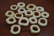 30 PCS CARVED BROWN ROUND DONUTS BONE CHARM BEADS