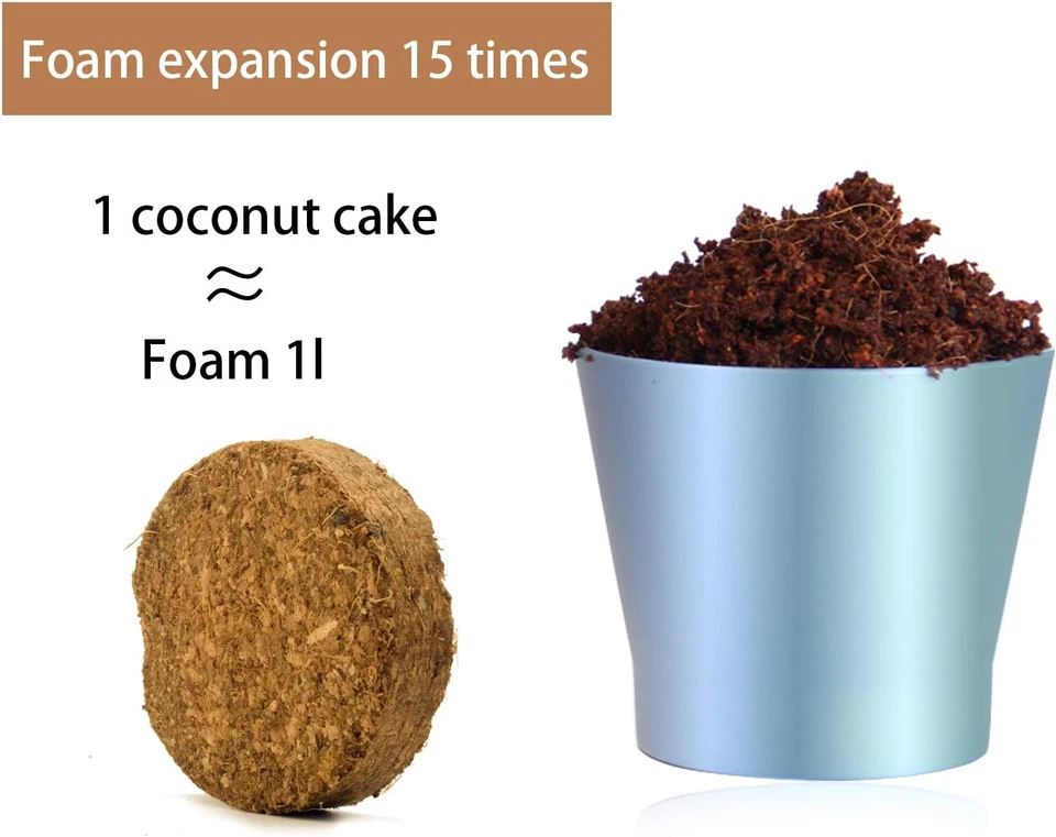 Iceyyy 60 шт. 40 мм сжатая кокосовая койра волокна горшечная почва - расширяющаяся органическая C - Изображение 4 из 4