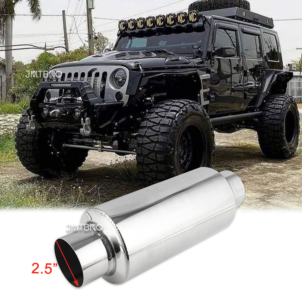 2.5" In/Outlet Performance Exhaust Muffler Resonator SS 12" L For Jeep