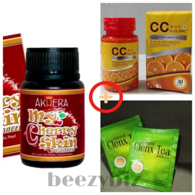 [combo] My Cherry Skin Advanced Whitening Pearl Powder + Vita c + Dtox tea