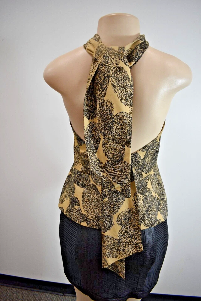 Top Yves Saint Laurent Marrón Mezcla Seda Espalda Abierta Halter Cuello Talla 8 En Oferta sn Foto 4 de 4