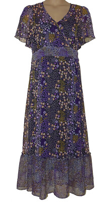 Mia Moda Womens Maxi Dress size 16 Black Floral Print Bnwt