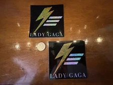 Lady Gaga The Fame Glittery Stickers (set of 2)-4x4 -Plus free flag sticker