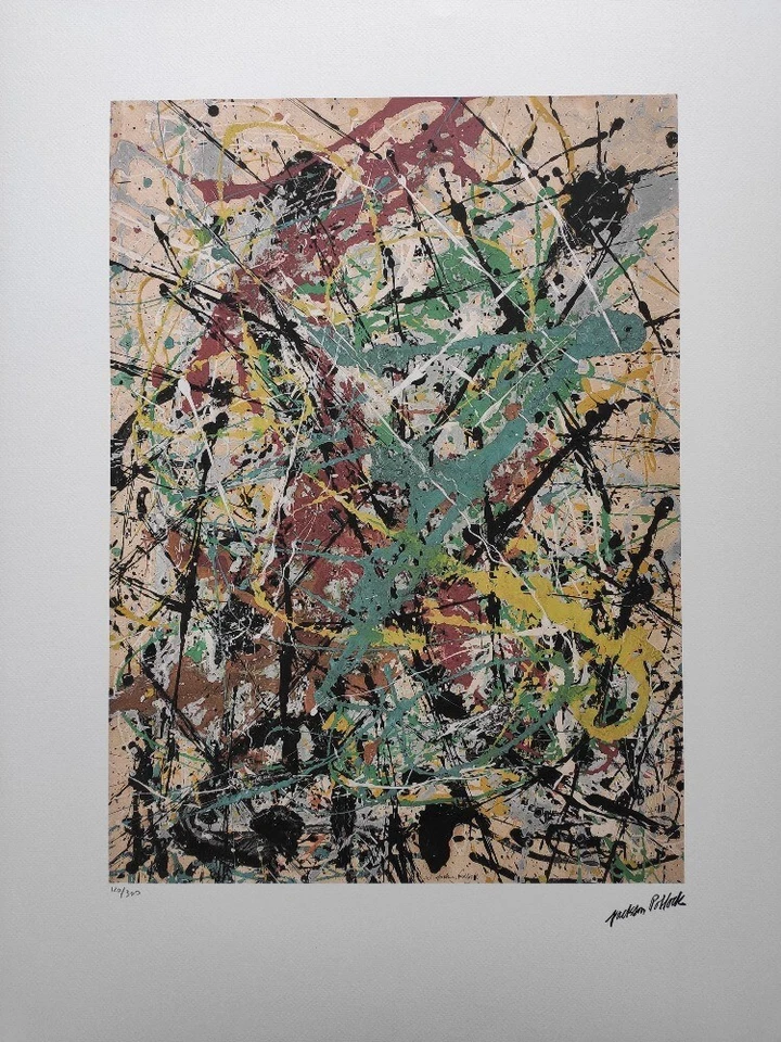 Jackson Pollock Firmado - Pintura por goteo - Abstracción - Certificado Foto 2 de 4