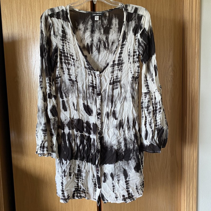 Billabong tie dye long button down Cover Up rayon size 2