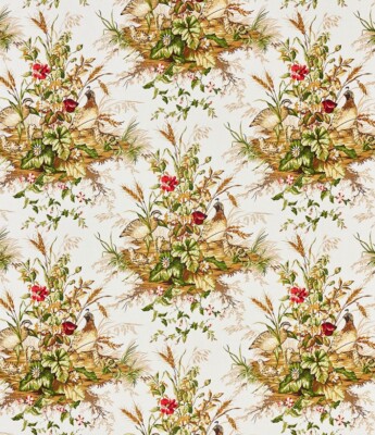 Scalamandre Gardinenstoff 'EDWIN'S COVEY - MULTI ON WHITE' 3,5 Meter Leinenmix