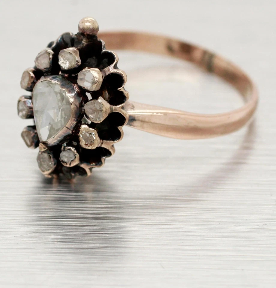 Antique Victorian 0.85ctw Pear Cut Diamond Engagement Ring - 14k Rose Gold - Image 2 of 4