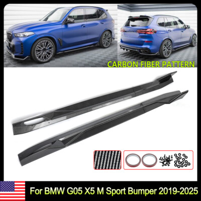 For BMW G05 X5 M Performance 2019-2024 Side Skirt Extension Spoiler Carbon Print