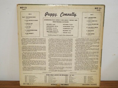 RARE!! PEGGY CONNELLY SELF TITLED 1956 JAZZ VOCALS LP VINYL ALBUM