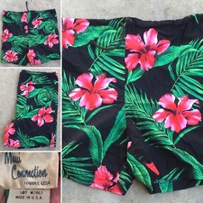 Maui Connection Hawaii USA Hawaiian Shorts Floral Draw String Waist Size L