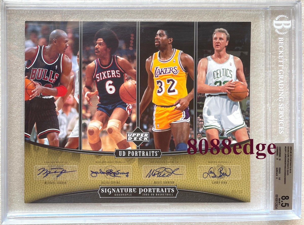 2006 PORTRAITS QUAD AUTO: MICHAEL JORDAN/MAGIC/BIRD/DR J #9