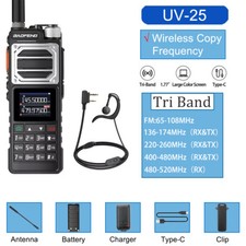 Baofeng UV-25 Walkie Talkie Long Range Tri-power Two Way Ham Radio Free Headset