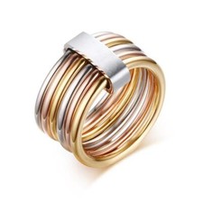 Stainless Steel Plain Statement Chic 6 PCs Interlocked Stacking Rings Nice Gift