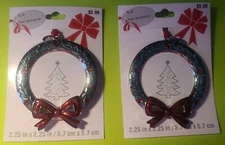 2 Christmas Ornament Picture Frame Christmas Wreath Photo Frame (Read Descriptio