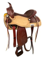 16", 17" Double T two-tone Pleasure Style Saddle with suede seat. Full QH Bars 1