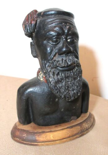 antike handgefertigte Terrakotta-Keramik schwarz Americana Blackmoor Skulptur Statue  - Bild 1 von 8