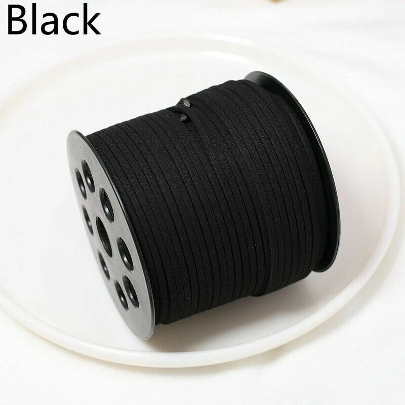 100 Yards Faux Suede Leather Jewelry Cord Flat Strap Velvet Lace Thread DIY - Image 3 of 4