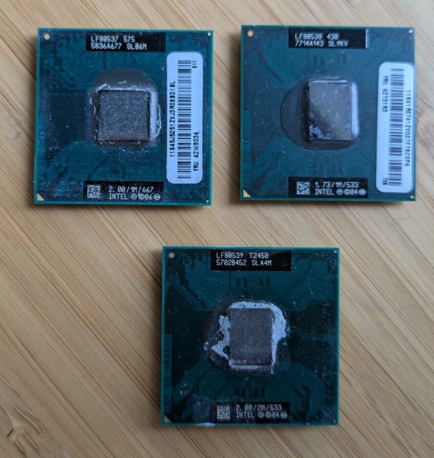 Three Retro Mobile CPUs: Intel Core Duo T2450, Celeron M 430, Celeron M 575