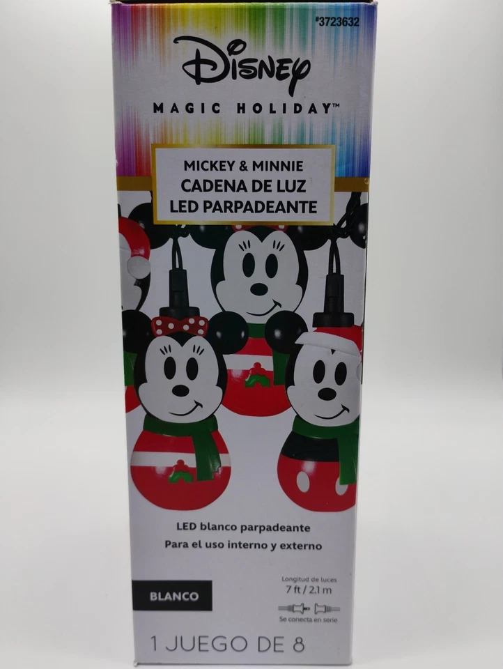 Disney Mickey Minnie Mouse 7-ft Twinkling White LED Christmas String Lights NEW - Image 2 of 3