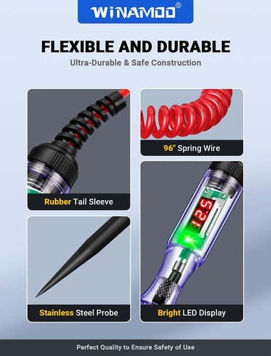 Automotive Test Light with 5-120V LED Digital Voltage Display Circuit Tester Au - Picture 5 of 9