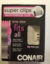 COnair Super Clips Multipurpose One Size FIts All 10 Pieces Rolers Sectioning +