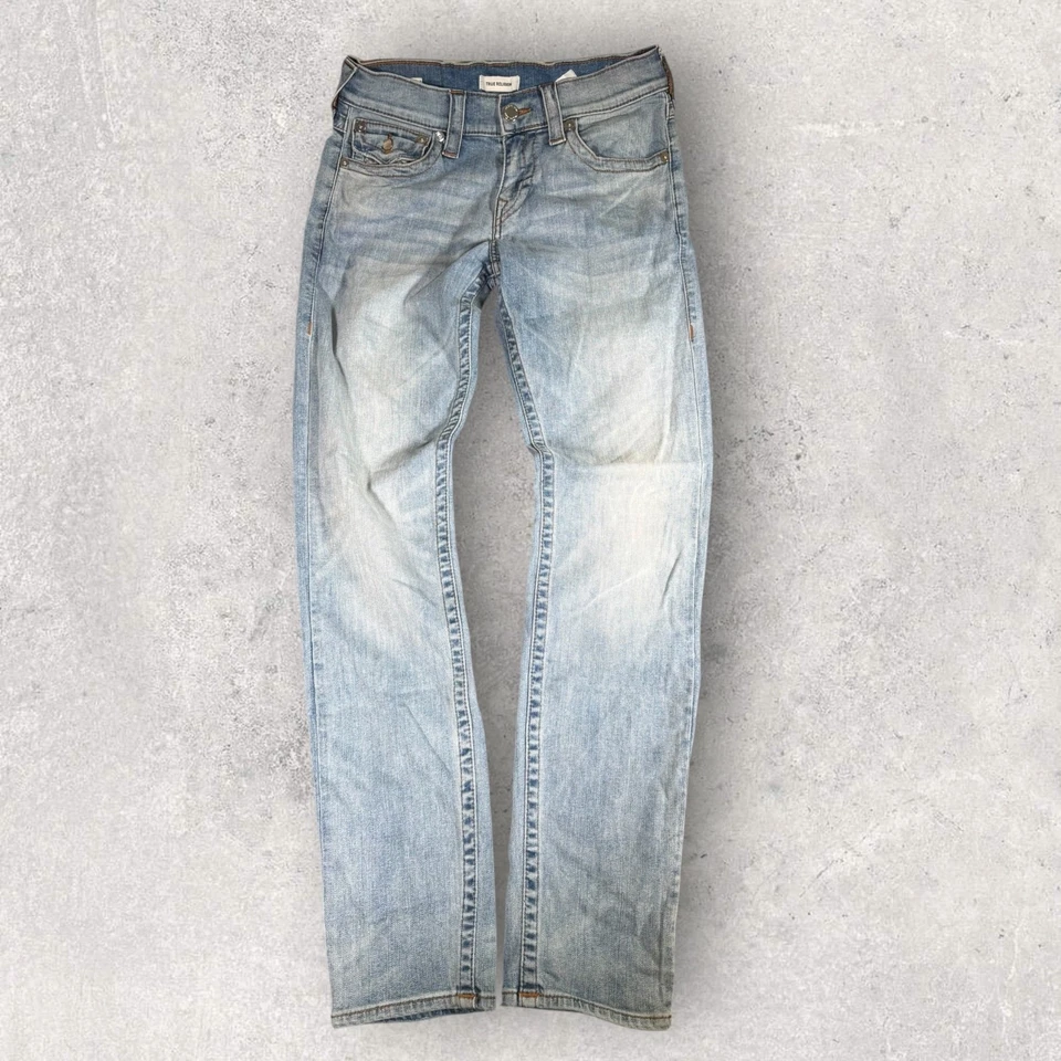 True Religion Geno Relaxed Slim Flap Pocket Light Wash Jeans Mens Size 30x34 - Image 2 of 4