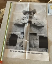 Rare Original VTG 1960s Buck Owens Best of Promotional Poster Vintage  Bw Big