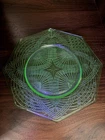 Vintage Green Romanesque Plate LE Smith Depression Glass Uranium Glow 8" Plate
