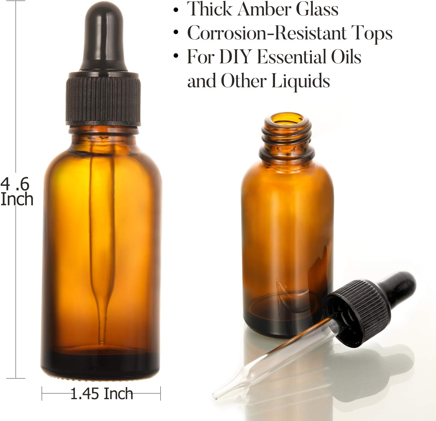 AOZITA 12 Pack, 2 Oz Glass Dropper Bottle with 3 Stainless Steel ...