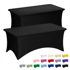 2 Pack 6FT Black Tablecloth Rectangle Spandex Fitted Table Cover