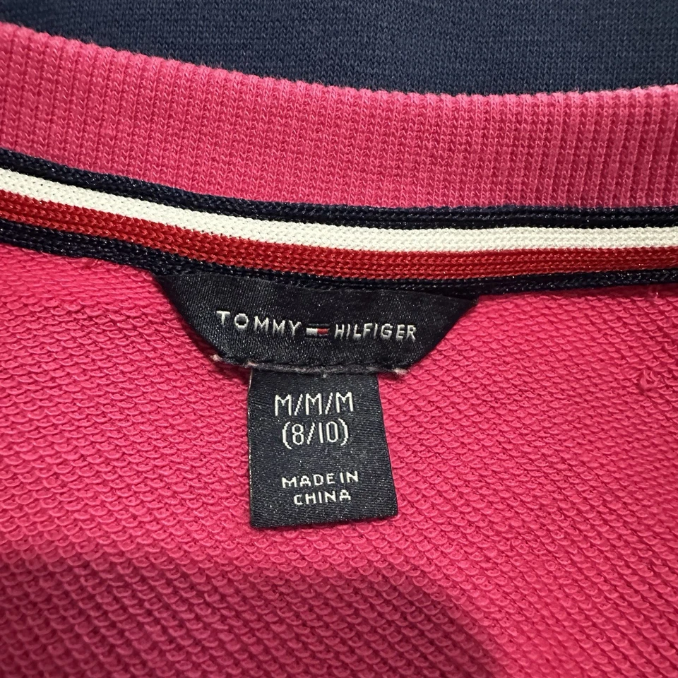 Top Tommy Hilfiger Niñas M 8/10 Rosa Azul Brillante Recortado Mezcla Algodón AU1 Foto 4 de 4