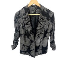 BOHO CHIC Women's One Button Zipper Detail Cropped Jacket/Blazer Black Large