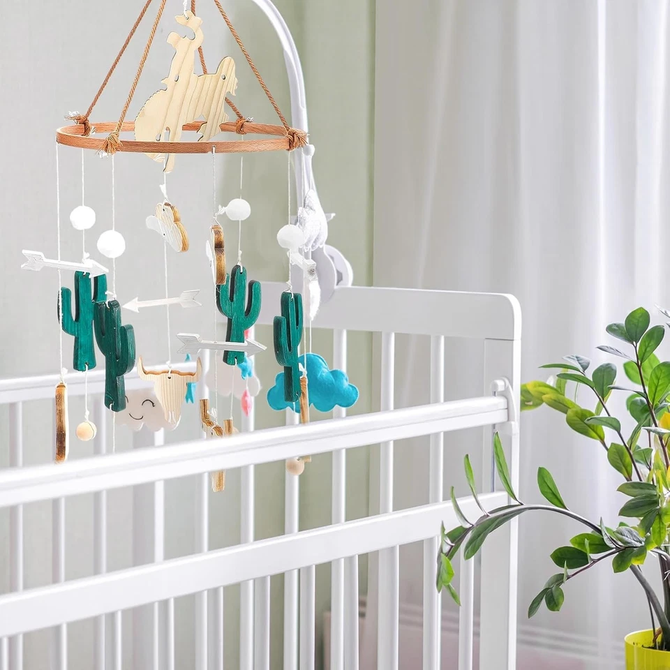 Western Cowboy Baby Mobile for Crib Boho Ceiling Nursery Mobile Wood Wind Chi... - Image 2 of 4