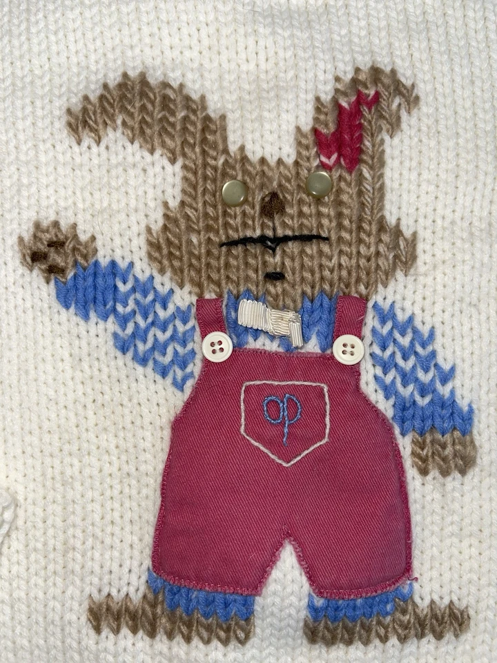 Suéter de malha vintage Ocean Pacific infantil tamanho 4 coelho Páscoa - Imagem 4 de 4