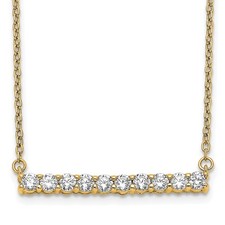 14k Yellow Gold 1/2 carat Lab Grown Diamond Bar Pendant Necklace 18" VS/SI, G