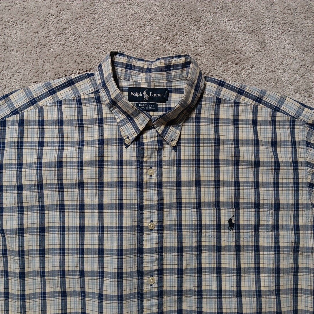 Polo vintage Ralph Lauren Bartlett camicia abbottonata uomo XL manica corta pony